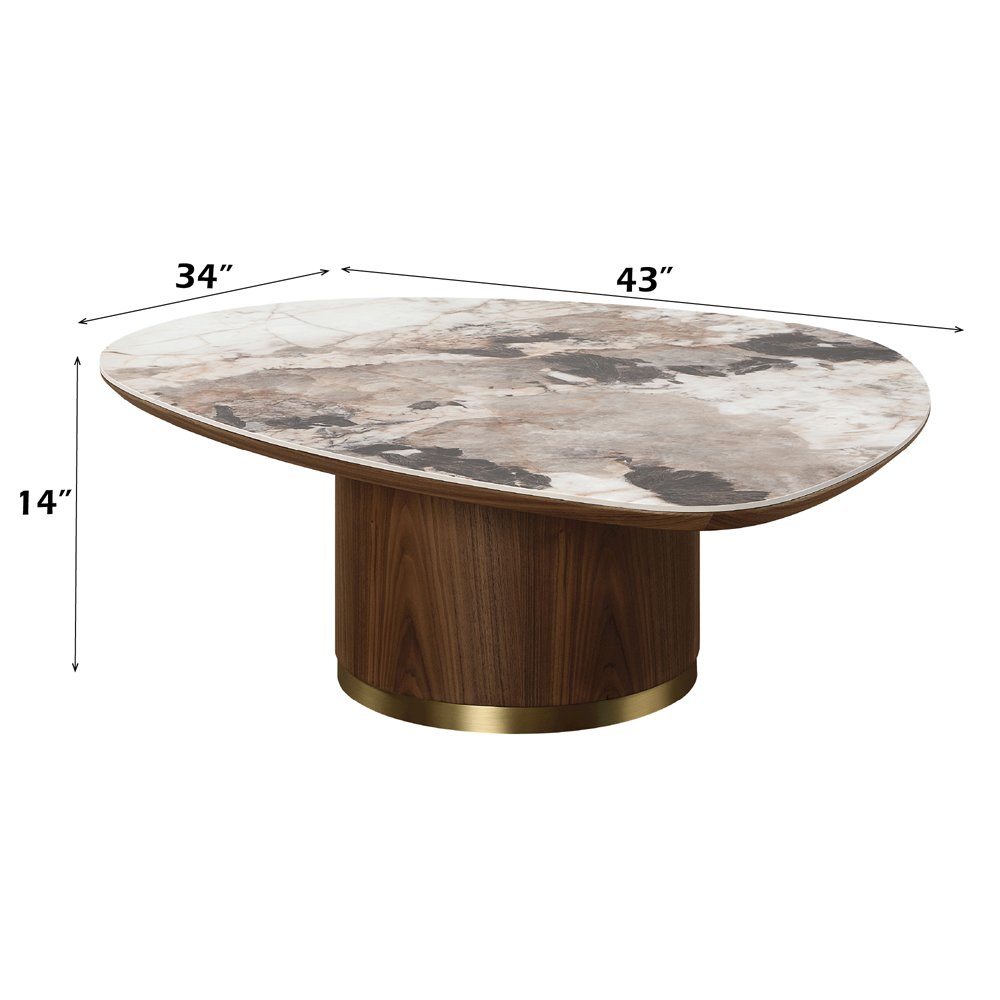 Willene Coffee Table w/Ceramic Top, Ceramic Top & Dark Oak