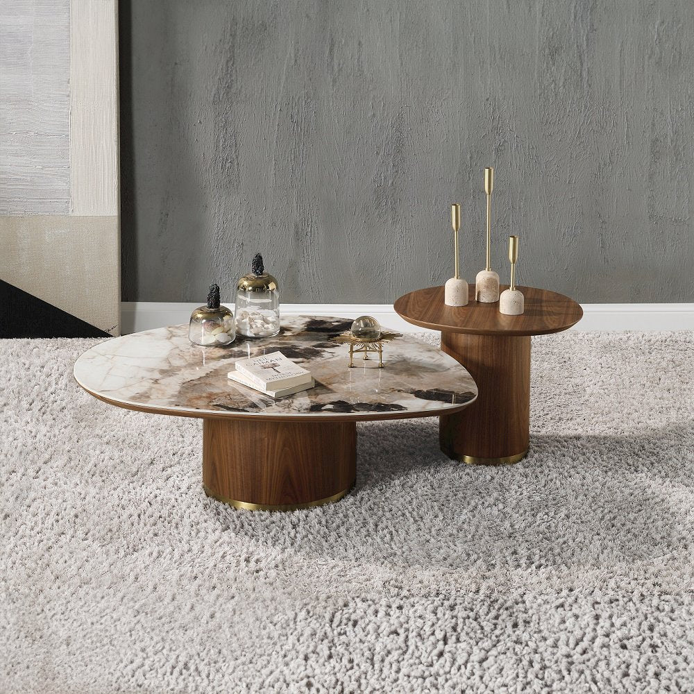 Willene Coffee Table w/Ceramic Top, Ceramic Top & Dark Oak