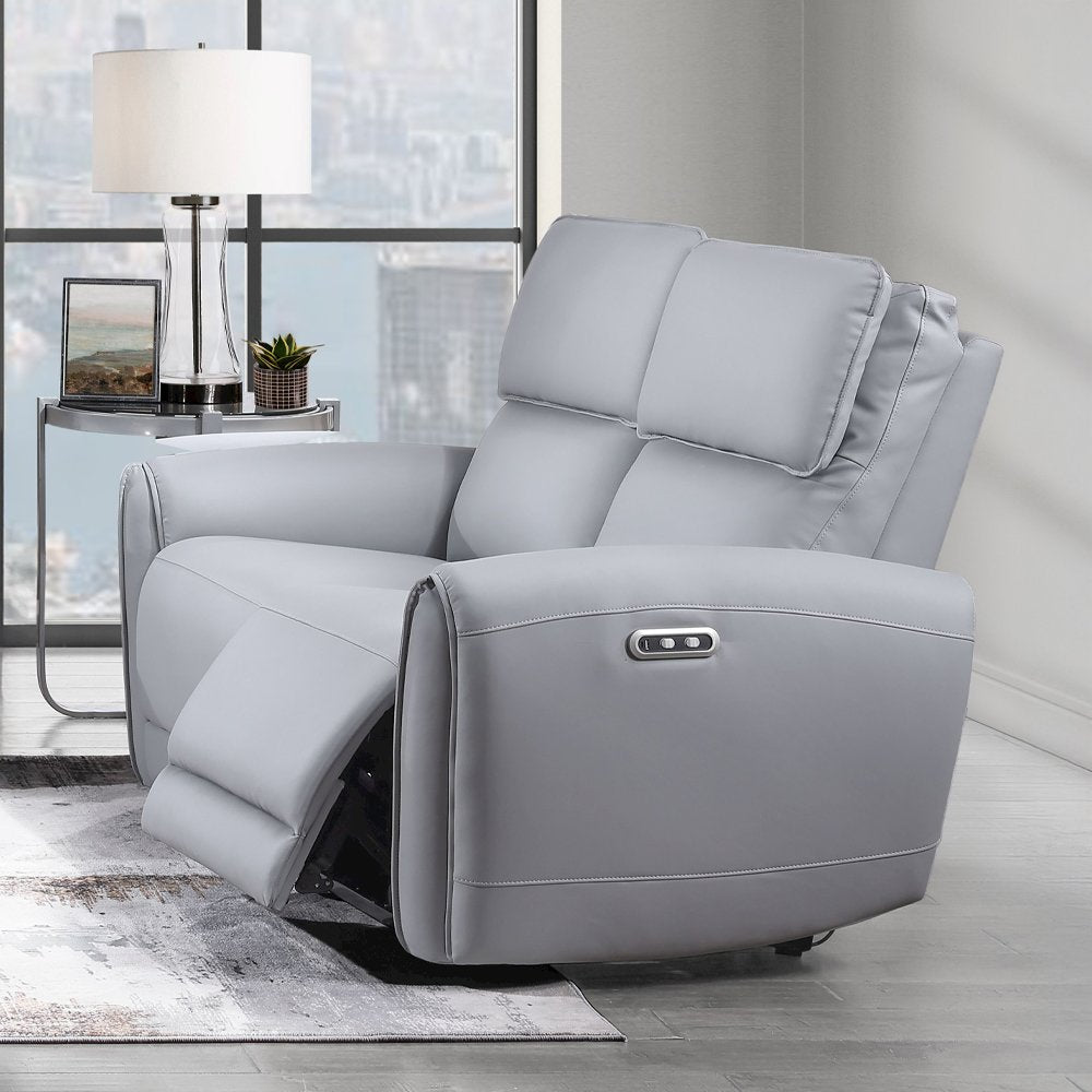 Jeromie Power Motion Loveseat w/USB Port, Gray Leatherette