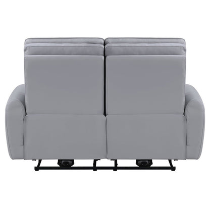 Jeromie Power Motion Loveseat w/USB Port, Gray Leatherette