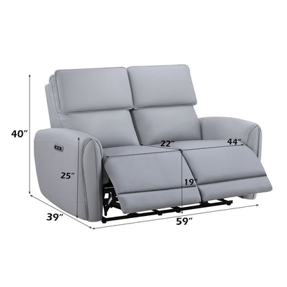 Jeromie Power Motion Loveseat w/USB Port, Gray Leatherette