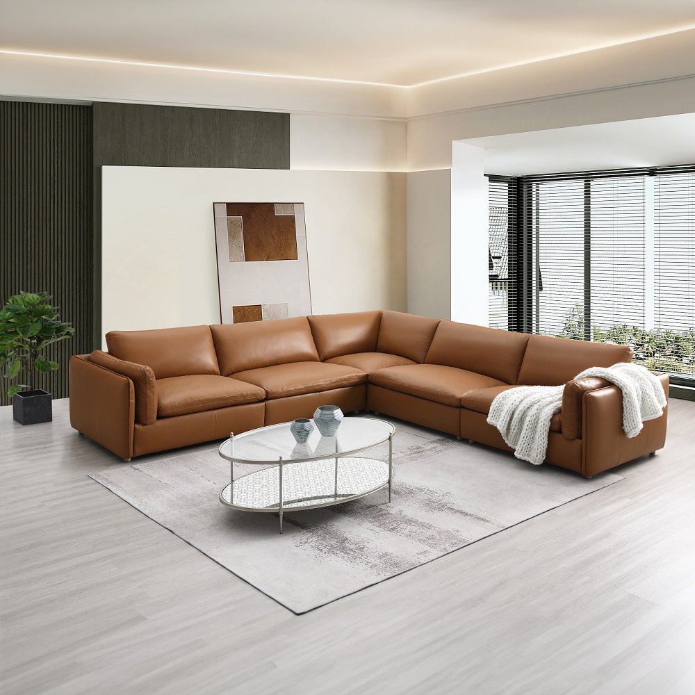 Brighton Modular - LF Arm Chair, Brown Top Grain Leather