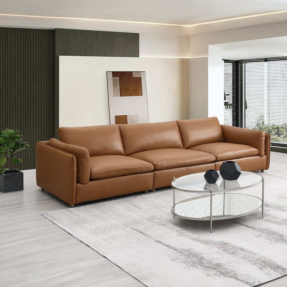 Brighton Modular - LF Arm Chair, Brown Top Grain Leather