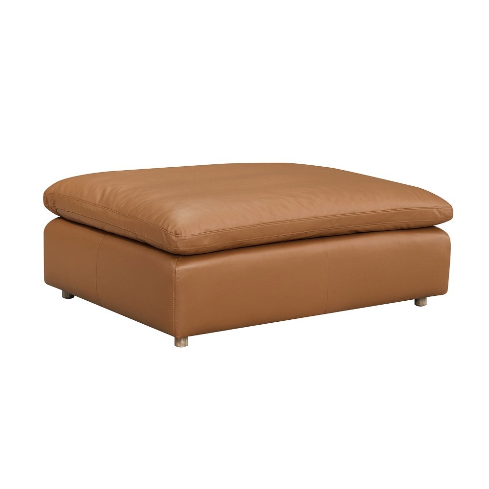 Brighton Ottoman, Brown Top Grain Leather