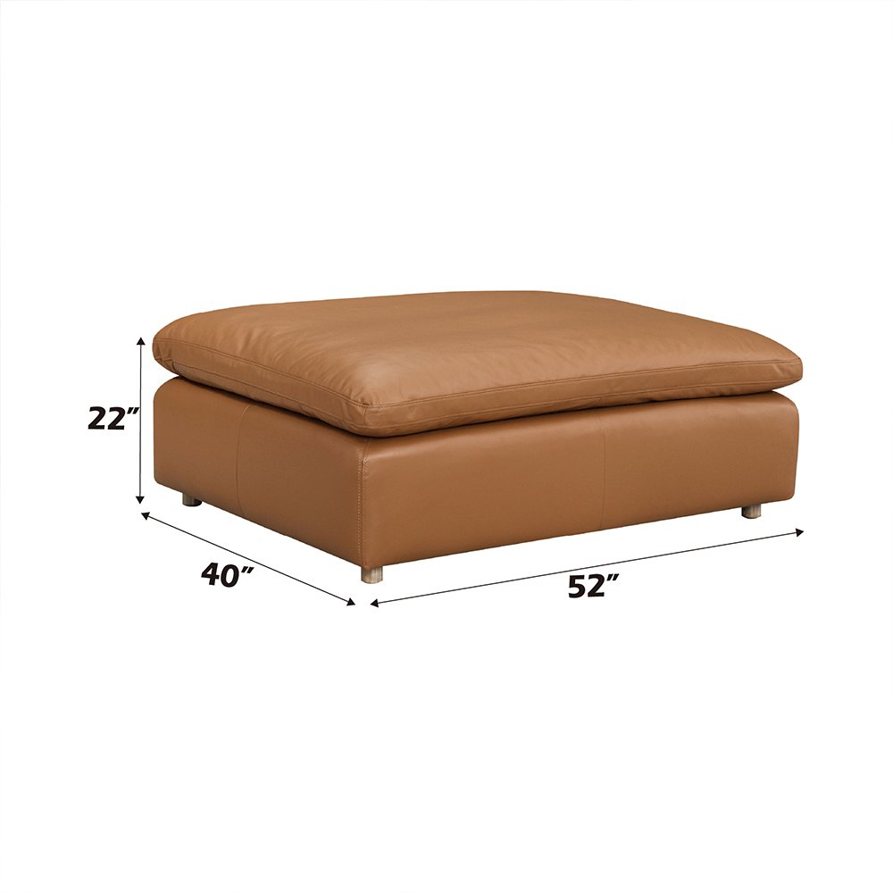 Brighton Ottoman, Brown Top Grain Leather