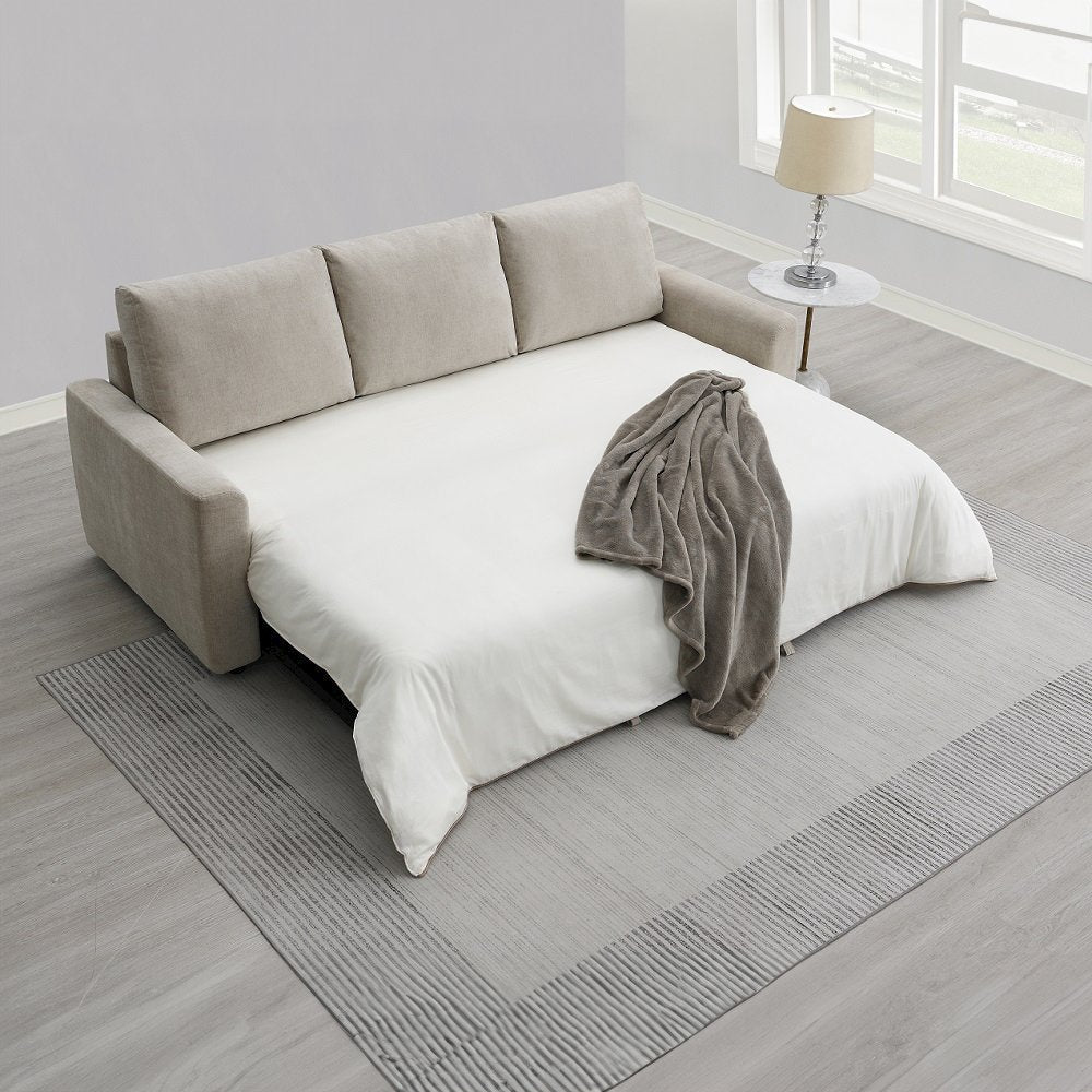 Leira Sofa w/Sleeper (Full Bed), Beige Linen