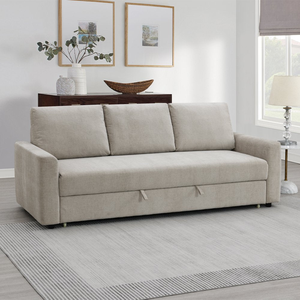 Leira Sofa w/Sleeper (Full Bed), Beige Linen