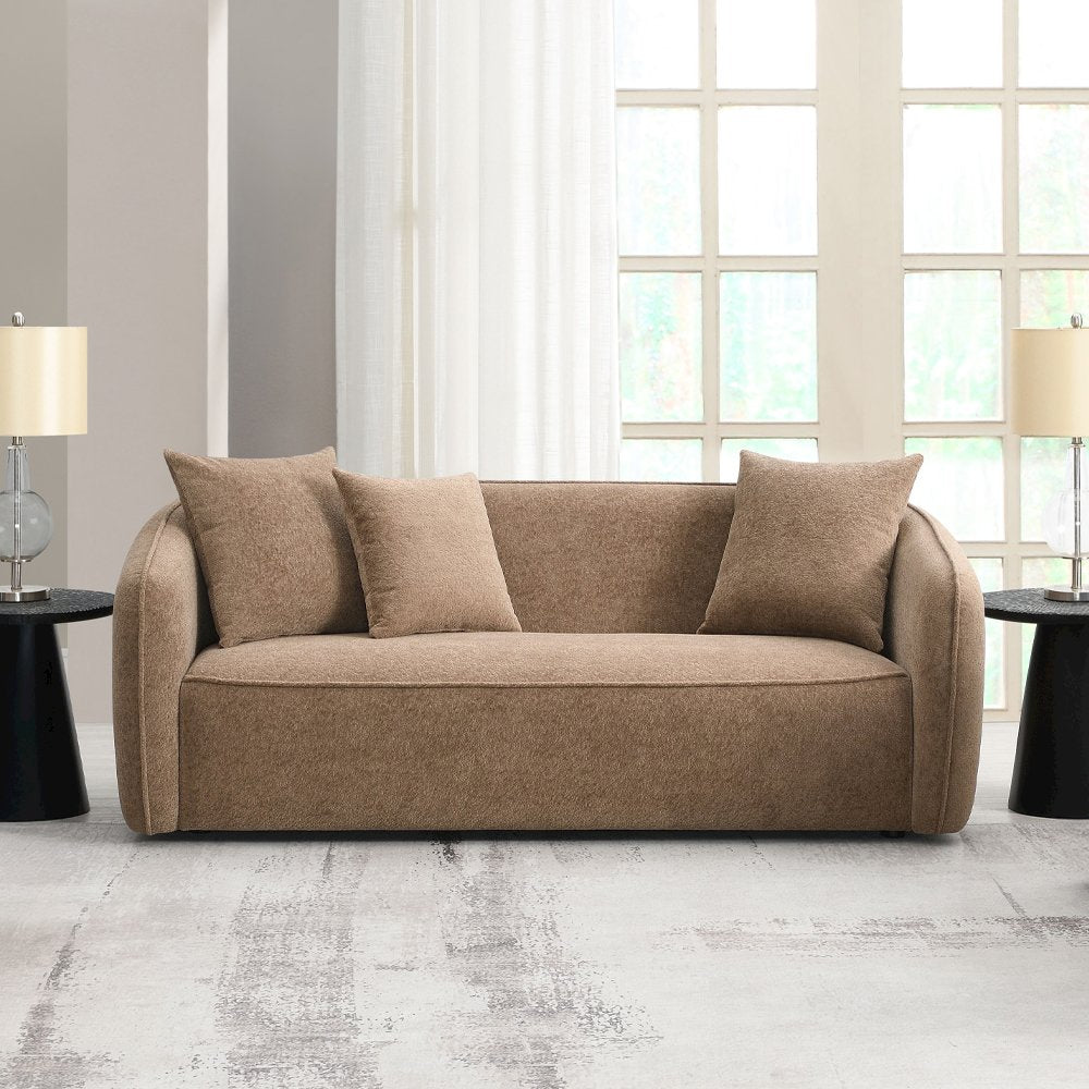 Keith Sofa w/3 Pillows, Brown Chenille