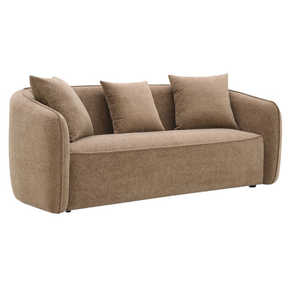 Keith Sofa w/3 Pillows, Brown Chenille