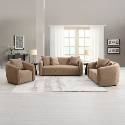 Keith Sofa w/3 Pillows, Brown Chenille