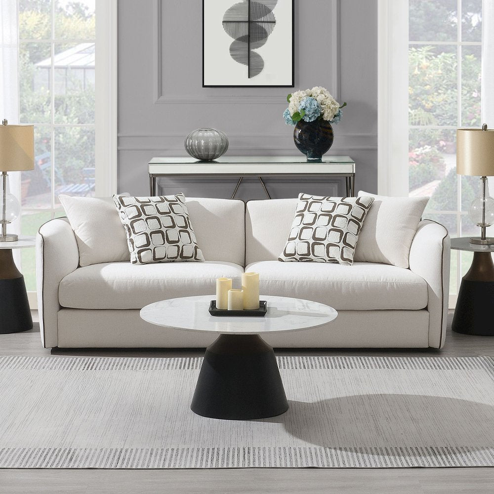 Yolanda Sofa w/4 Pillows, Beige Chenille