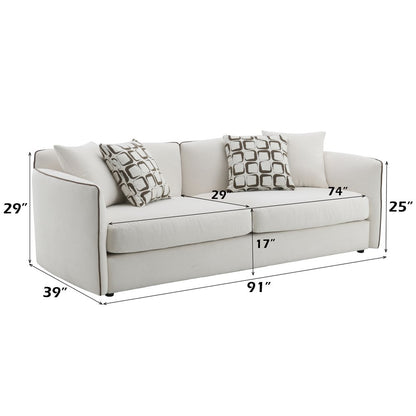 Yolanda Sofa w/4 Pillows, Beige Chenille