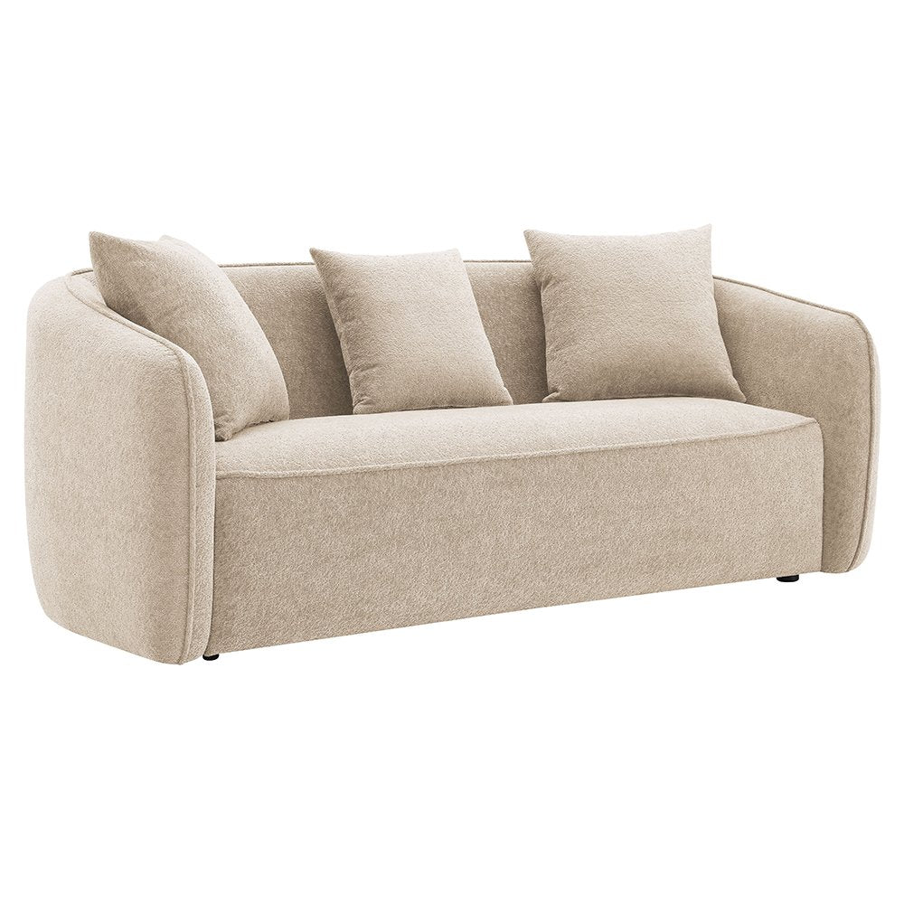 Keith Sofa w/3 Pillows, Beige Chenille