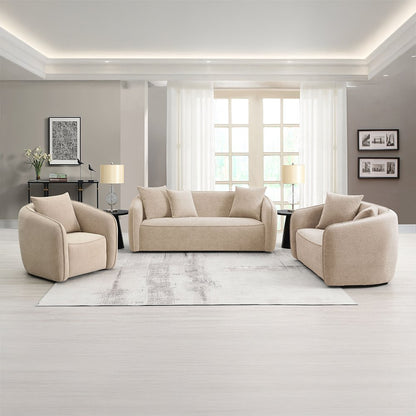 Keith Sofa w/3 Pillows, Beige Chenille