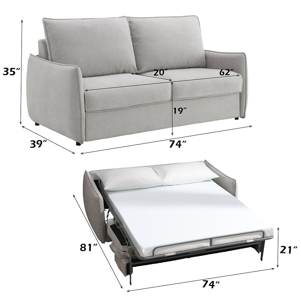 Jinn Sofa w/Sleeper (Full Bed), Beige Chenille