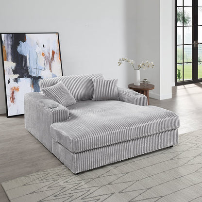 Hilde Chaise w/2 Pillows, Light Gray Cordoury