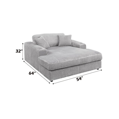 Hilde Chaise w/2 Pillows, Light Gray Cordoury