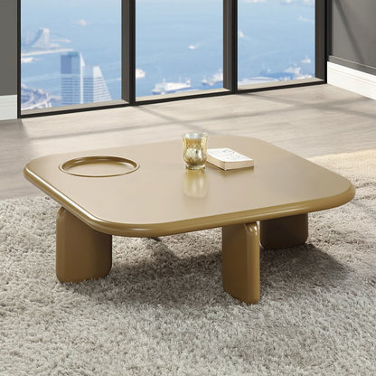 Joane Coffee Table, Yellowish Brown & Light Gray High Gloss
