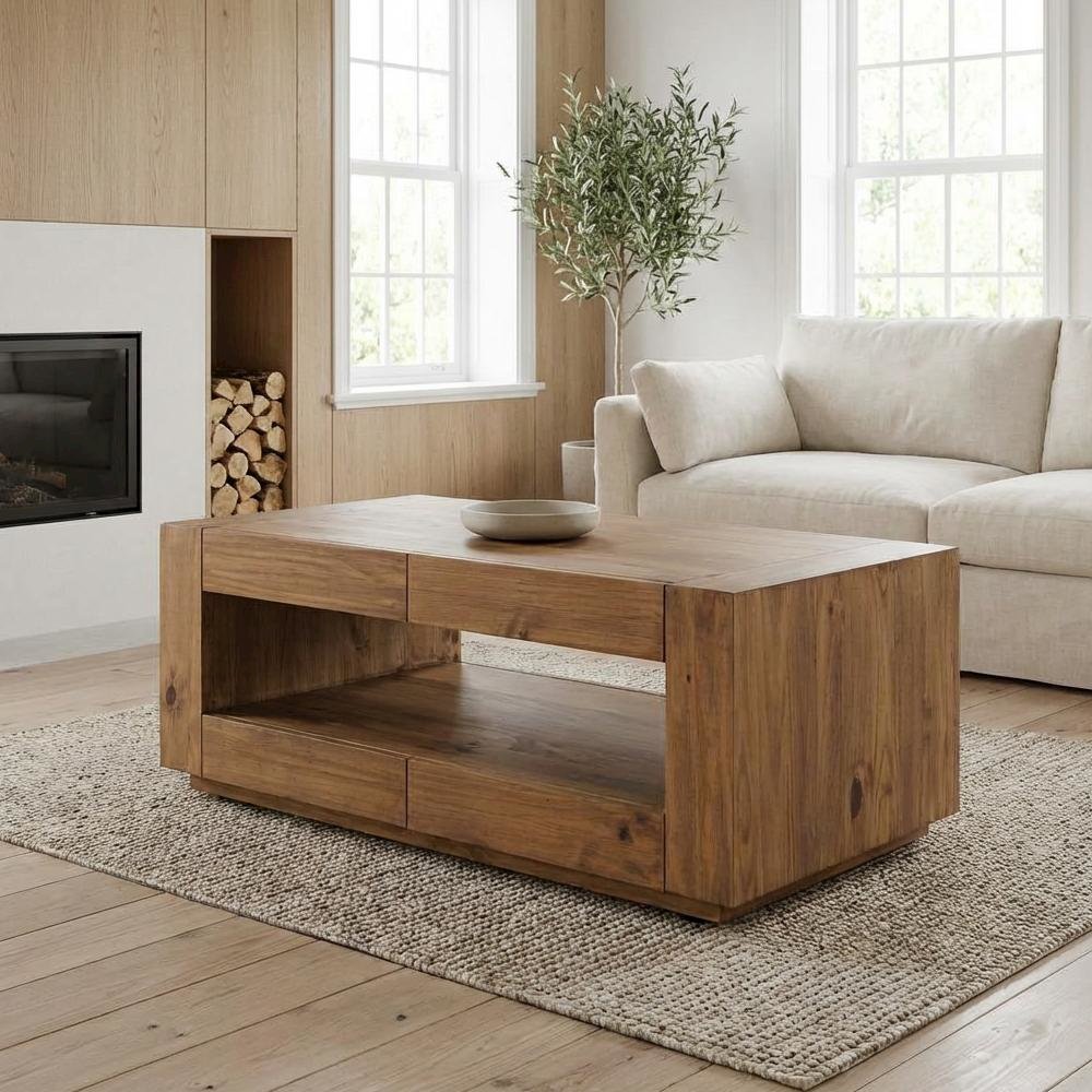 Brown Coffee Table with Sturdy Construction and Elegant Finish for Living Room
