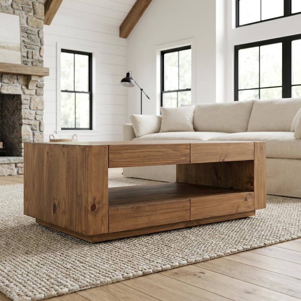 Brown Coffee Table with Sturdy Construction and Elegant Finish for Living Room