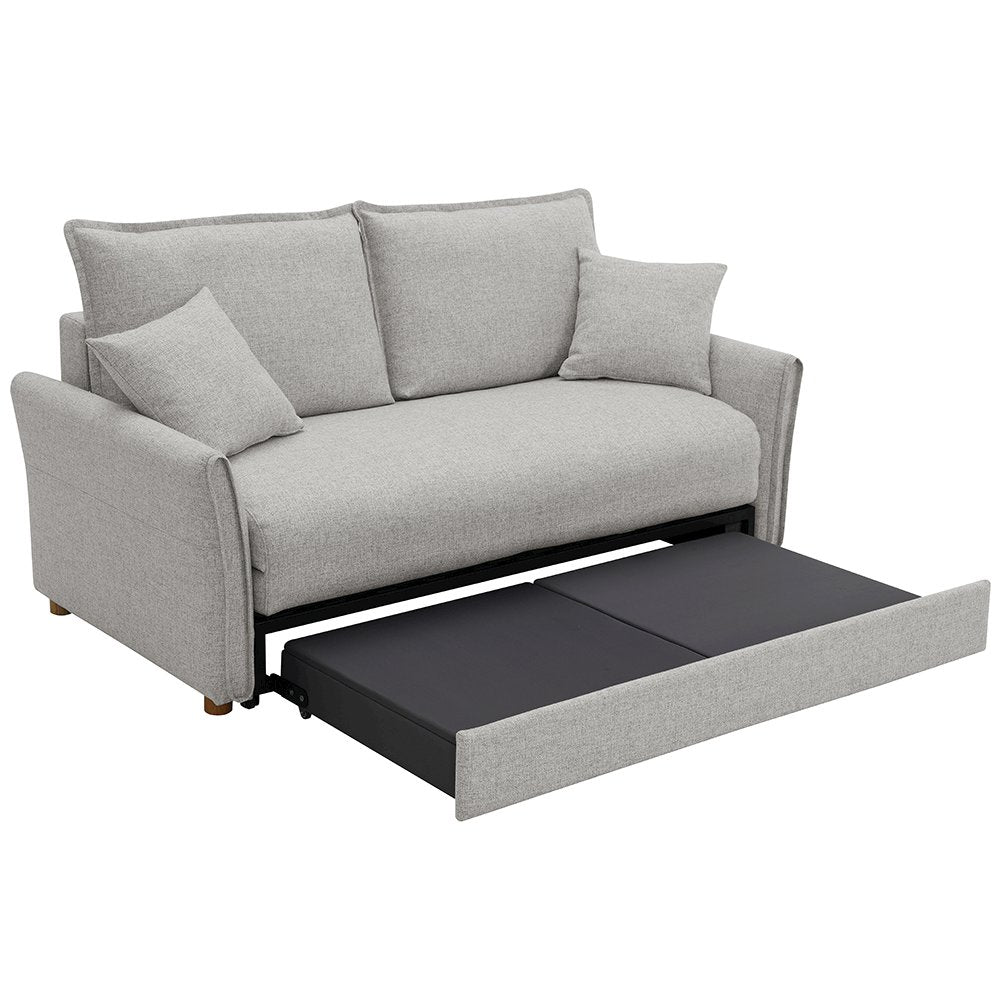 Oran Sofa w/Sleeper, Storage & 2 Pillows (Queen), Gray Chenille