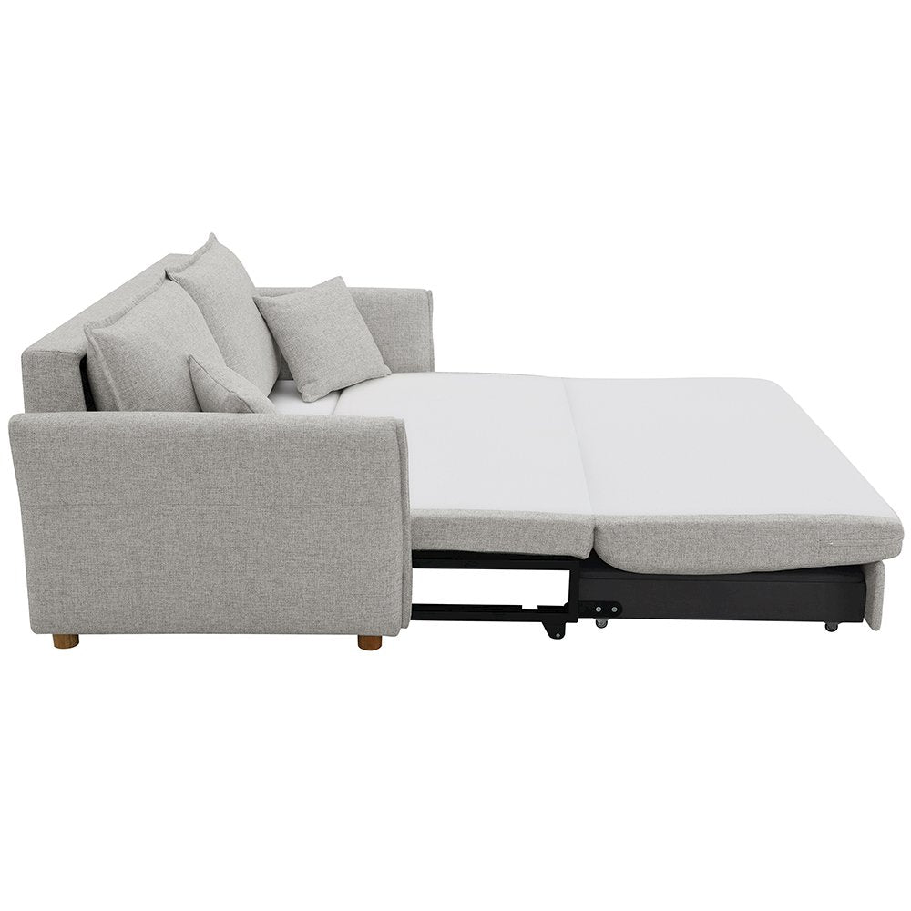 Oran Sofa w/Sleeper, Storage & 2 Pillows (Queen), Gray Chenille