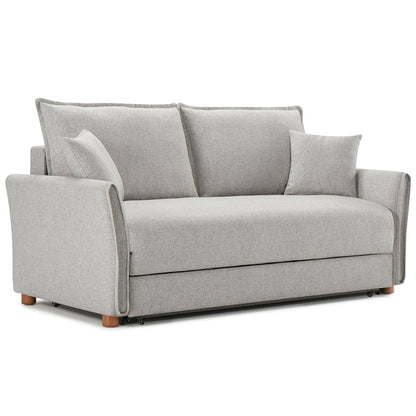 Oran Sofa w/Sleeper, Storage & 2 Pillows (Queen), Gray Chenille