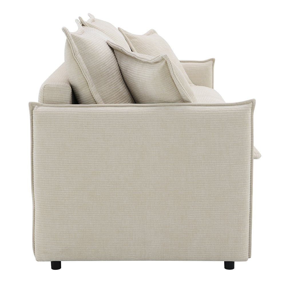 Elisea Sofa w/Sleeper & 2 Pillows (Full), Beige Chenille