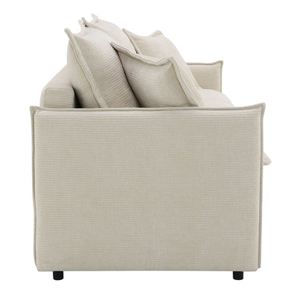Elisea Sofa w/Sleeper & 2 Pillows (Full), Beige Chenille