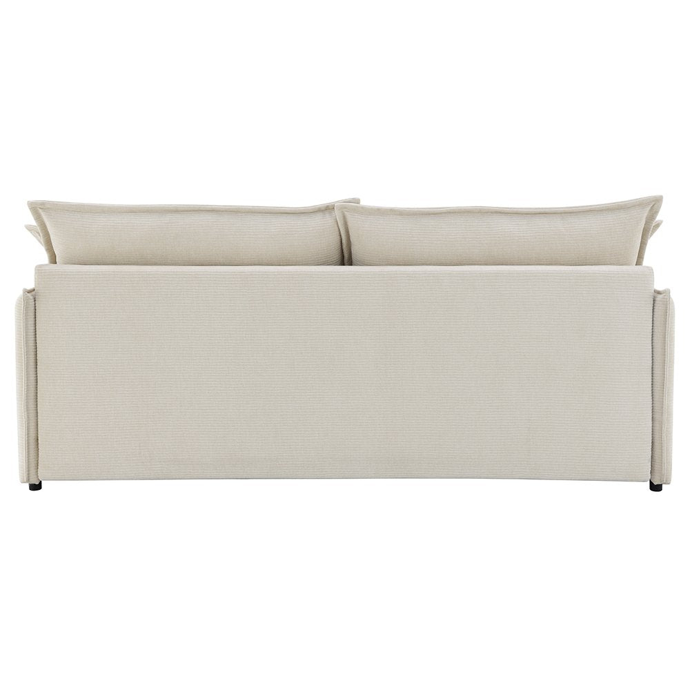 Elisea Sofa w/Sleeper & 2 Pillows (Full), Beige Chenille