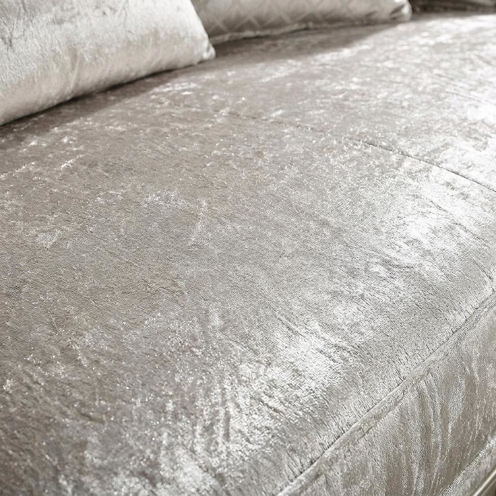 Fabric Sofa with Accent Pillows, Transitional Couch, Beige Fabric & Champagne