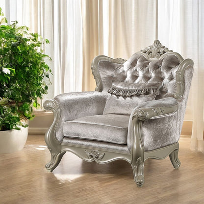 Libertee Chair w/Pillow, Beige Fabric & Champagne