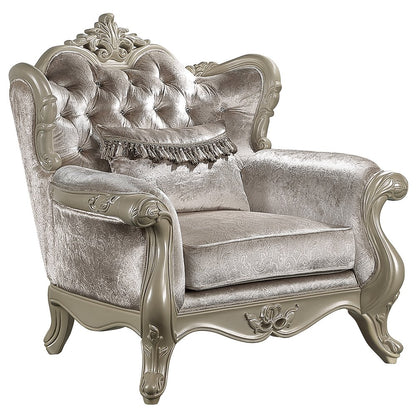 Libertee Chair w/Pillow, Beige Fabric & Champagne