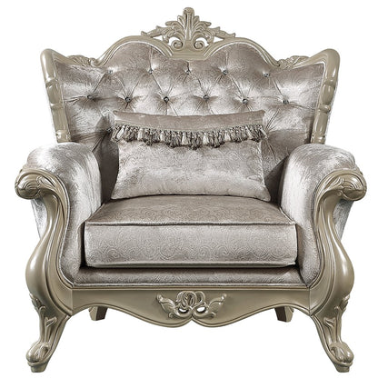 Libertee Chair w/Pillow, Beige Fabric & Champagne