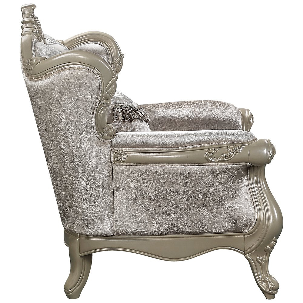 Libertee Chair w/Pillow, Beige Fabric & Champagne