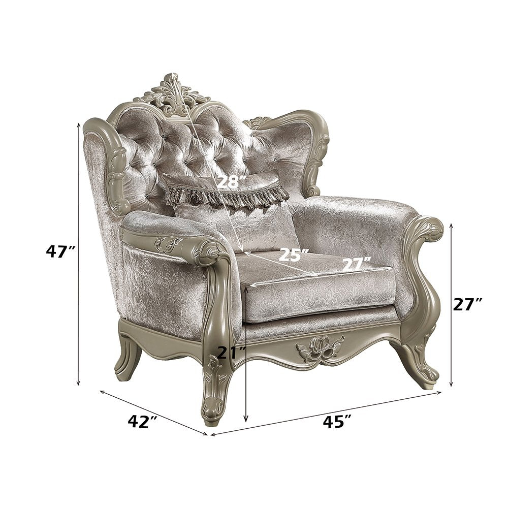 Libertee Chair w/Pillow, Beige Fabric & Champagne