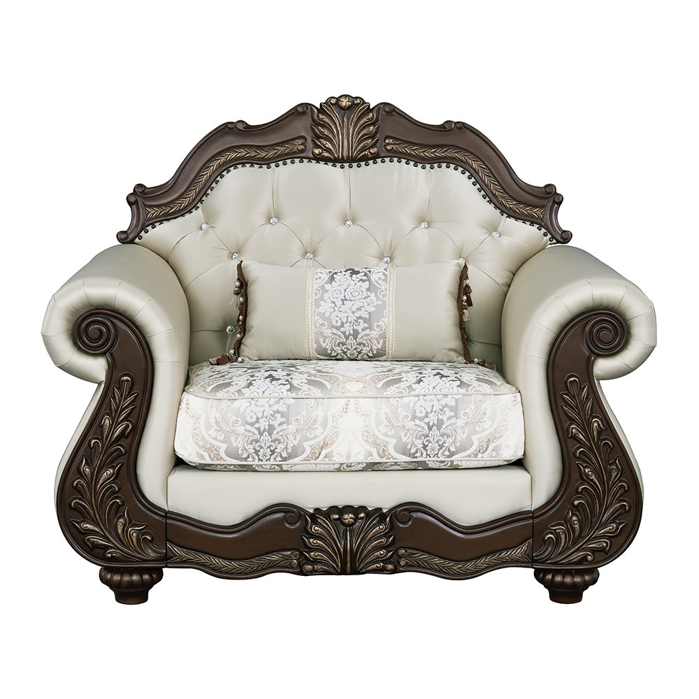Pierce Chair w/Pillow, Beige Fabric & Cherry