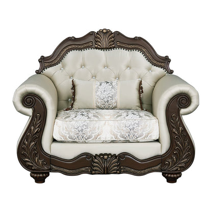 Pierce Chair w/Pillow, Beige Fabric & Cherry