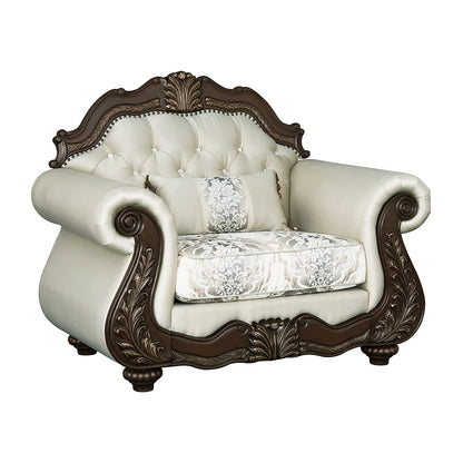 Pierce Chair w/Pillow, Beige Fabric & Cherry