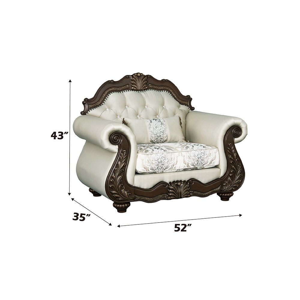 Pierce Chair w/Pillow, Beige Fabric & Cherry