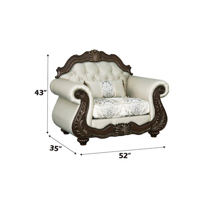 Pierce Chair w/Pillow, Beige Fabric & Cherry