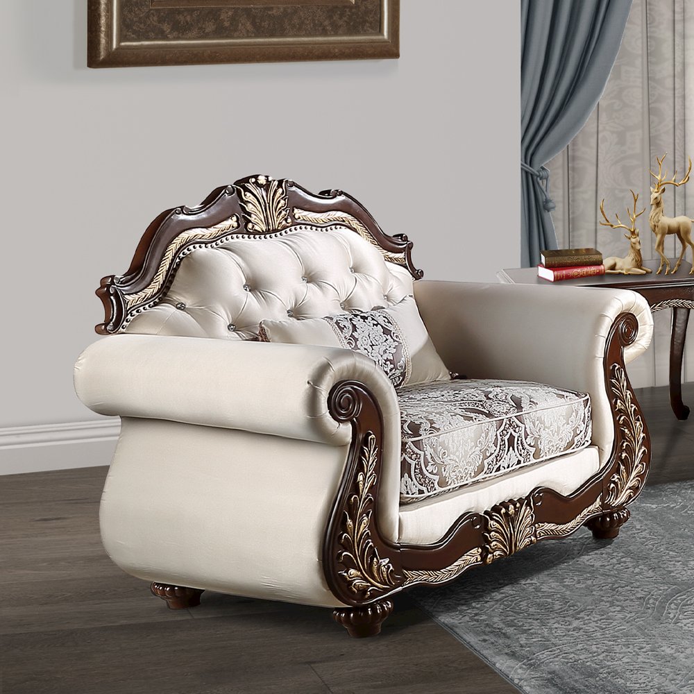Pierce Chair w/Pillow, Beige Fabric & Cherry