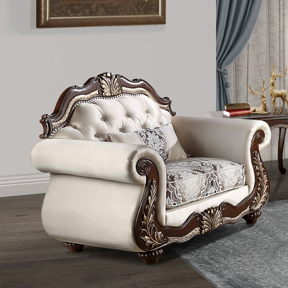 Pierce Chair w/Pillow, Beige Fabric & Cherry