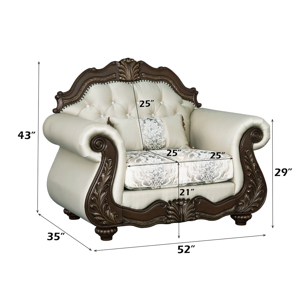 Pierce Chair w/Pillow, Beige Fabric & Cherry