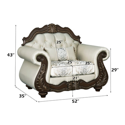 Pierce Chair w/Pillow, Beige Fabric & Cherry