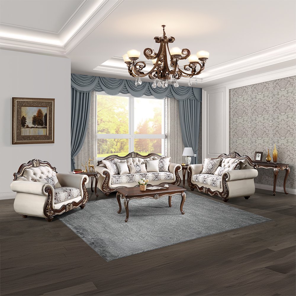 Pierce Chair w/Pillow, Beige Fabric & Cherry