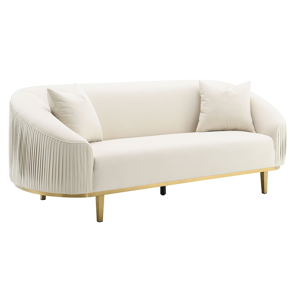 Martina Sofa w/2 Pillows, Ivory Velvet