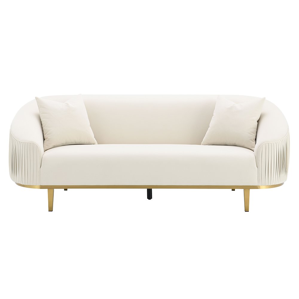 Martina Sofa w/2 Pillows, Ivory Velvet