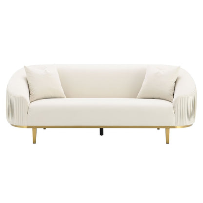 Martina Sofa w/2 Pillows, Ivory Velvet