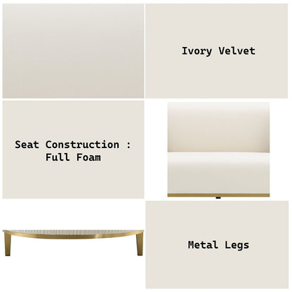 Martina Sofa w/2 Pillows, Ivory Velvet